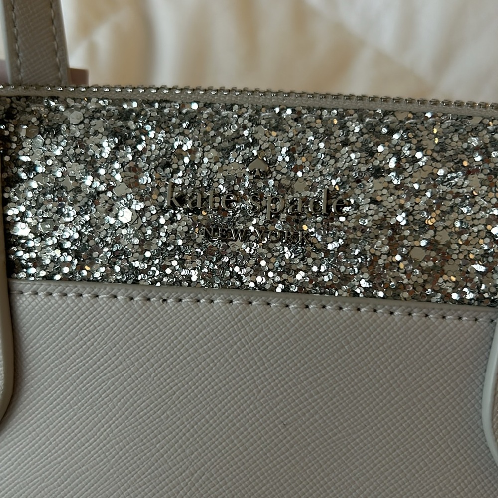 *NEW Kate Spade New York Gray and Silver Glitter Handbag Purse - Picture 2 of 8